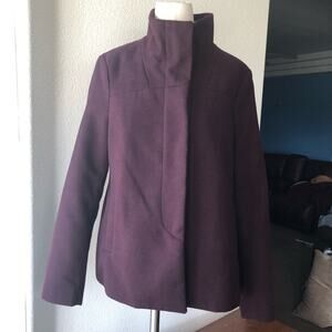 Old Navy jacket mock neck semi cropped zip up winter fall  purple maroon size S